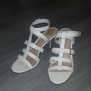 Vince Camuto Bivenya ivory strap sandal heels Sz 11 EUC worn once